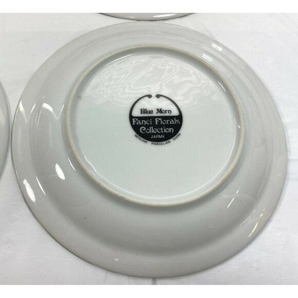 Fanci Florals Blue Morn Bread Plates Lot of 4 Dessert Salad Porcelain Japan - Picture 9 of 10